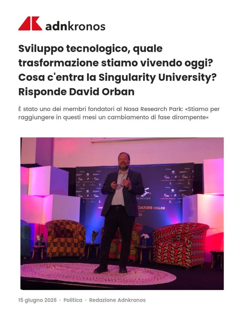 Adnkronos-interjú David Orbannal a technológiai fejlődésről és a Singularity Universityről