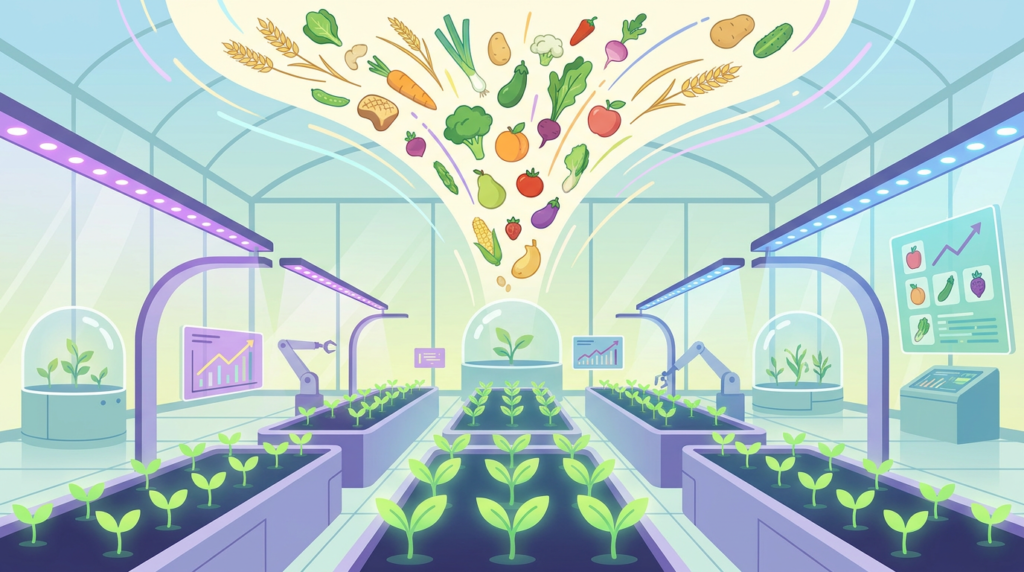High-tech plant laboratory illustrating exploding food productivity